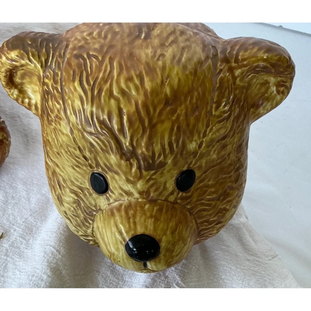 T-H-T Vintage 1994 Teddy Bear Cookie Jar Sailor Collar Ceramic‎ Brown Large 11in